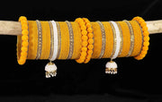 NMII Premium Gold Plated Metal Velvet Bangles Latkan Chuda Set For Bridal Women & Girls with Pearls Moti & Zircon Diamond | Dulhan Chura Fancy | Bridal Bangles Set for Wedding- Set of 70 Bangles