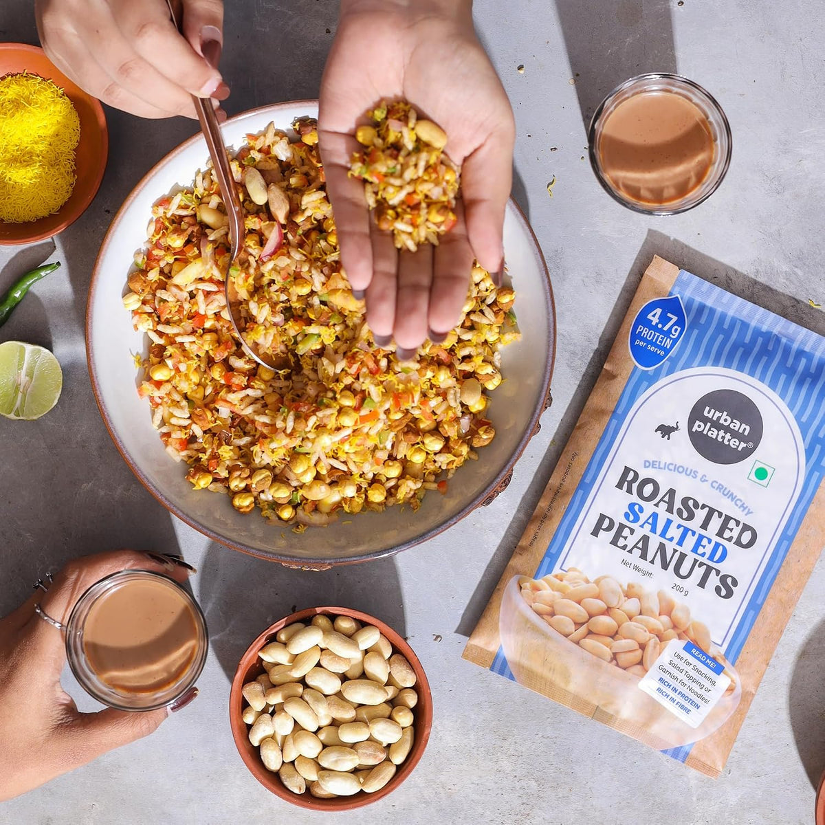 Urban Platter Roasted Salted Peanuts, 200g (Skin Removed | Vacuum Packed | Product of Bharuch | Oil-Free)