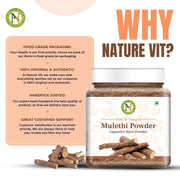 NatureVit Mulethi Powder, 250g | Edible Licorice Powder for Skin Brightening, Hair Care & Digestion | Natural & Preservative-Free | Yashtimadhu