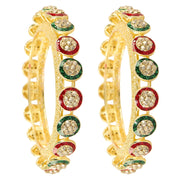 NMII Traditional Kundan Stone Work Metal Bangles For Women & Girls | Mirror Bangles | Bangles For Women Wedding, Party, Festival, Function | Women's Fashion Jewellery