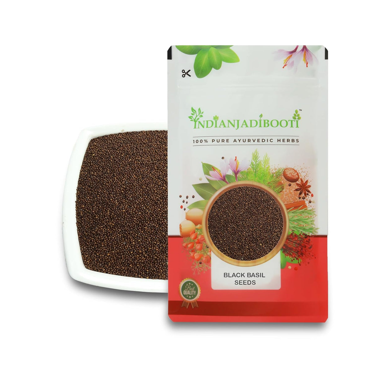 IndianJadiBooti Pure Krishna Tulsi Seeds (Ocimum Sanctum) | Edible Botanical for Systemic Vitality, Respiratory Harmony & Holistic Nourishment,100 Gram