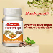 Baidyanath Ashwagandhadi Churna 60 GM | Helps Boost Strength 100% Natural | Stamina & Energy | Stress Relief | Made with Pure Ayurved Ingredients for Anxiety & Stress Relief (Pack of 2)