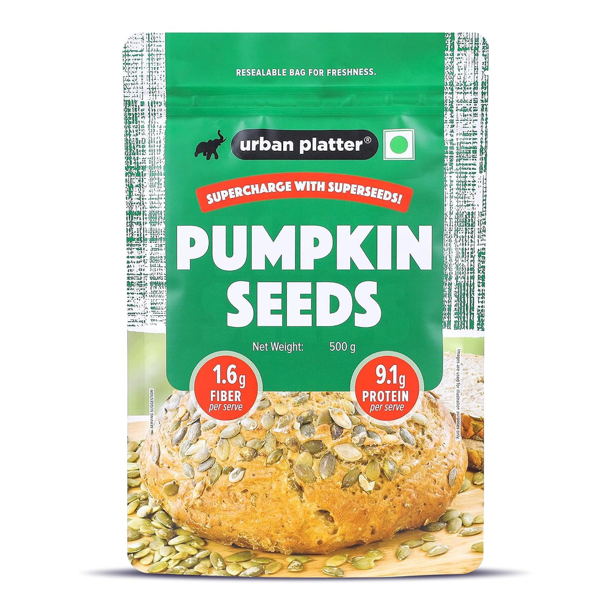 Urban Platter Pumpkin Seeds, 500g (Pepitas, Naturally Rich in Protein & Healthy Fats, Snack, Sprinkle & Bake)