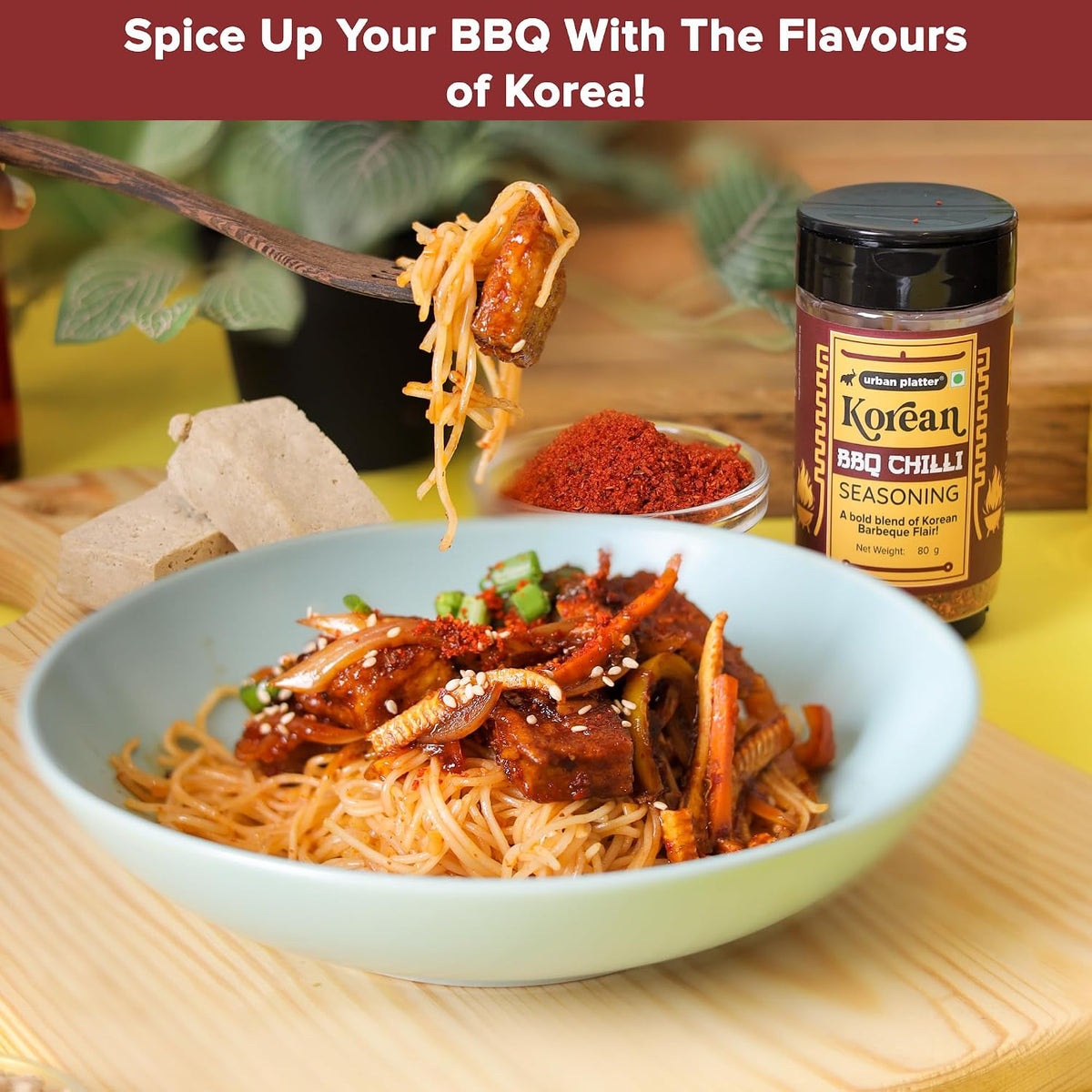 Urban Platter Korean BBQ Chilli Seasoning, 80g (Plant-Based | Bold BBQ-Style Grilling | Signature Korean-Style Flavour)