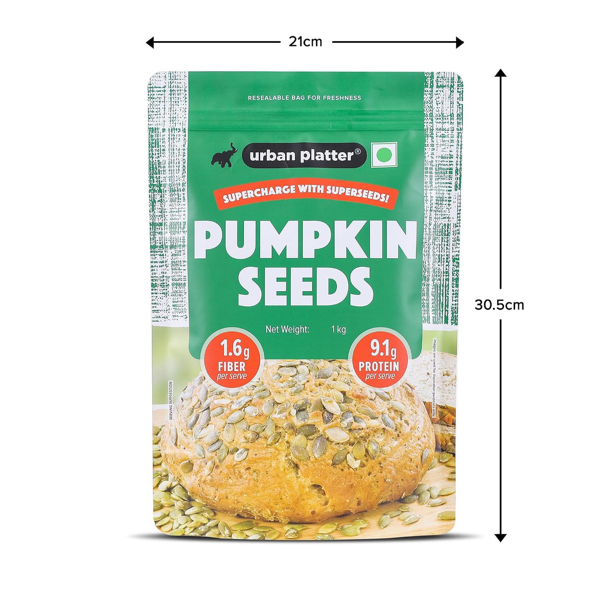 Urban Platter Pumpkin Seeds, 1kg (Pepitas, Naturally Rich in Protein & Healthy Fats, Snack, Sprinkle & Bake)