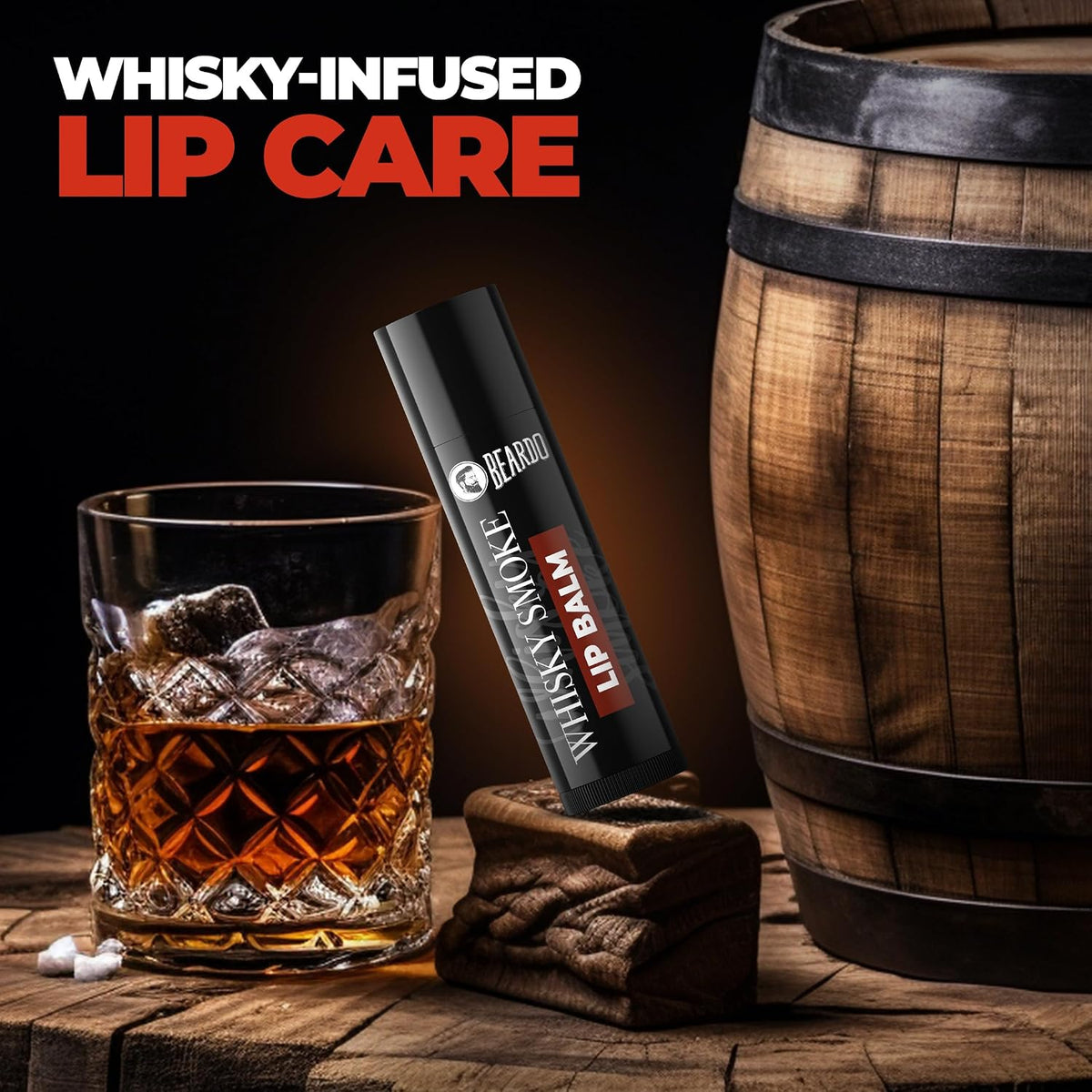 BEARDO Whisky Smoke Lip Balm for Men, 4g (Pack of 2) | Moisturizes & Soothes Dry, Cracked & Chapped Lips | Enriched with Vitamin E, Shea Butter & Coffee | Non Glossy, Non Tinted | for Men - Daily Use