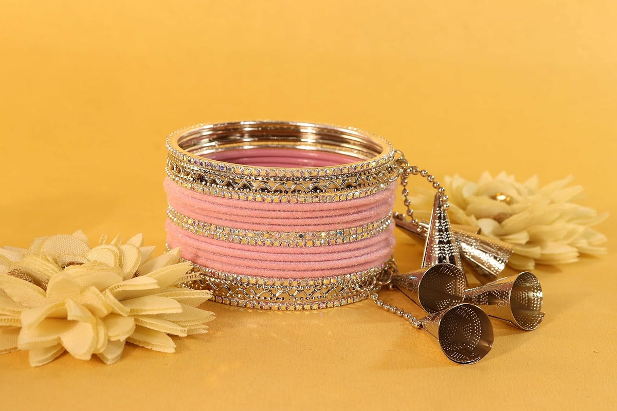 NMII Stylish Silver Latkan Metal Bangles Set For Women & Girls with | Designer Women's Chuda Bangles | Girl's Bangles Bracelet For Wedding, Party, Occasion Wear-Set of 32