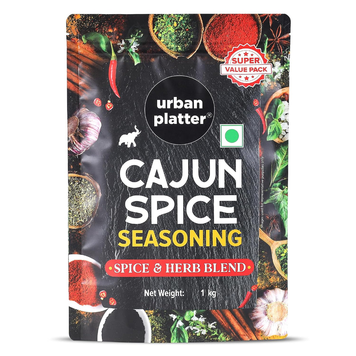 Urban Platter Cajun Spice Seasoning, 1 kg (Bold Blend of French, African and Southern American Flavours | Spicy and Aromatic | Great for Fries, Grills and Stir-Fries | Super-Value Pack)