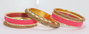 NMII Traditional Golden Metal Bangles Velvet Chuda Set For Women & Girls with Zircon Stones & Beads | Traditional Women's Bangles | Wedding Chuda Set | Bridal Dulhan Bangles- Set of 60