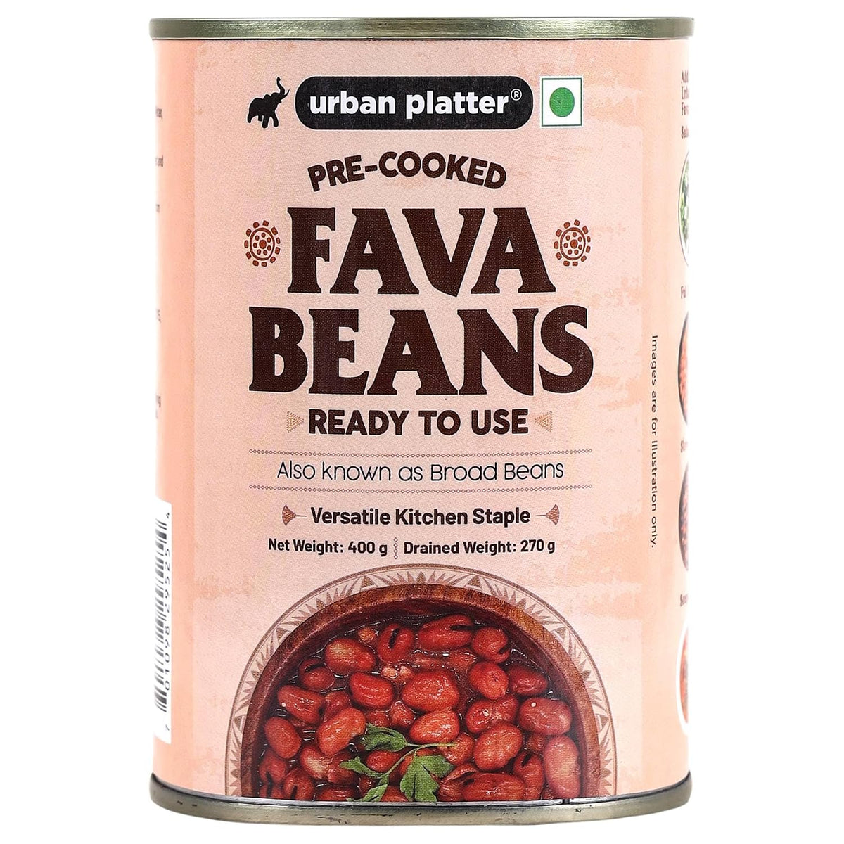 Urban Platter Canned Fava Beans, 400g (Ready to use, Cooked Fava Beans, Broad Beans, Middle Eastern Staple, Foul Medammas)