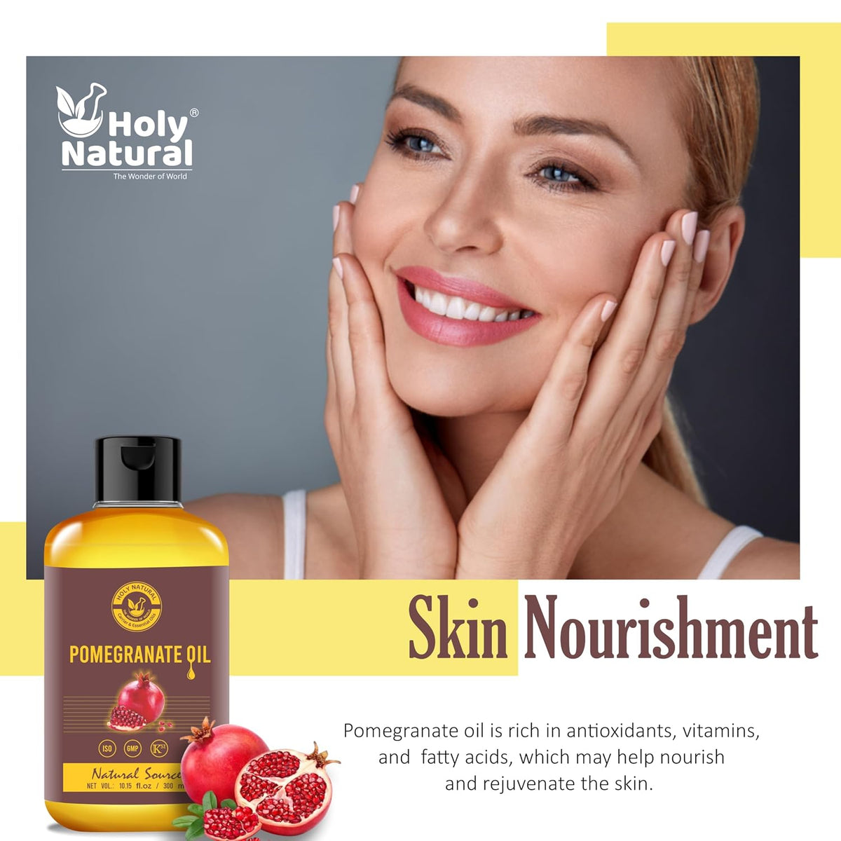 Holy Natural Pomegranate oil | For Pigmentation, Blemishes and Dark spots | Skin Care | 300ml