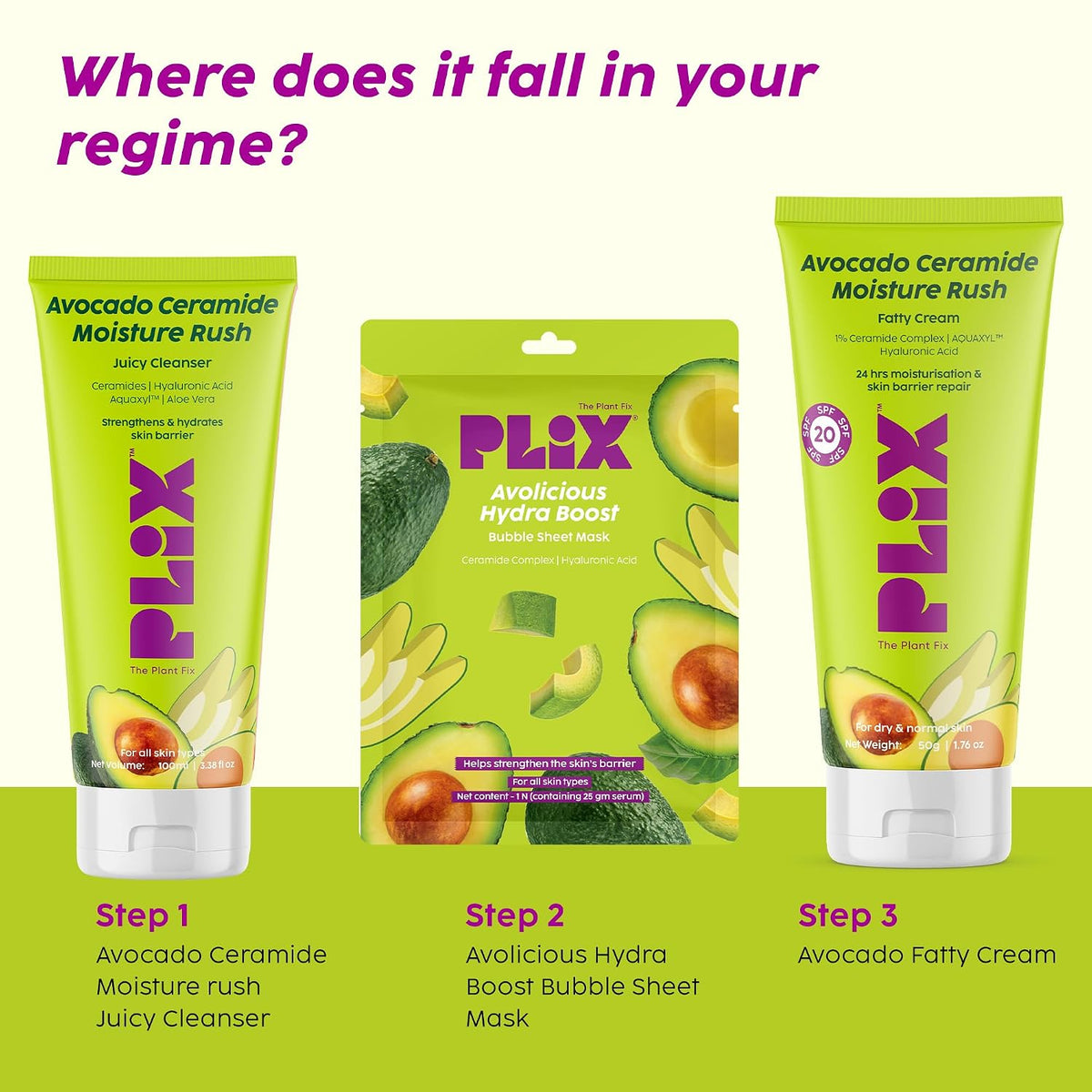 PLIX - THE PLANT FIX Avolicious Hydra Boost Bubble Sheet Mask | Deep Hydration & Skin Barrier Support | Ceramide Complex, Hyaluronic Acid & Avocado Extract | Refreshing Bubble Care