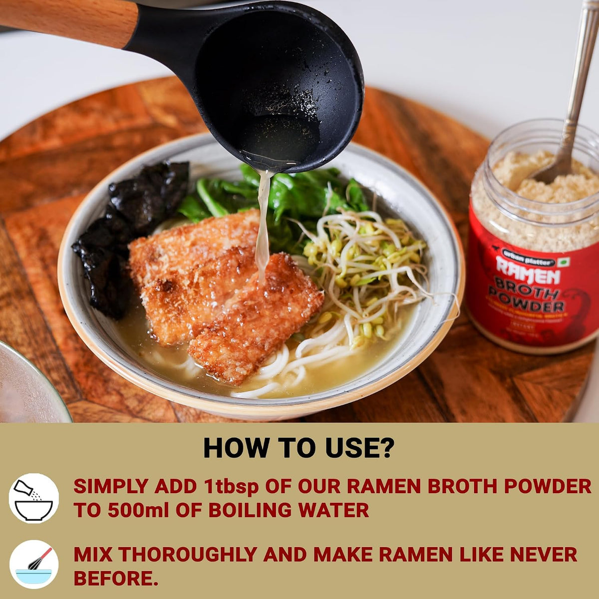 Urban Platter Japanese-Style Ramen Broth Powder, 150g (Plant-Based | Instant Soup Base | MSG-free | Umami-Rich)