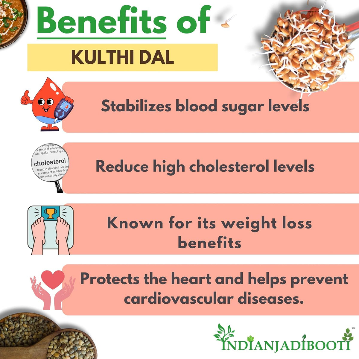 IndianJadiBooti Kulthi Dal (Horse Gram) | 100g Pack of 2 | Premium Unpolished & Stone-Free | Ayurvedic Superfood for Wellness | Gahat/Kollu/Hurali/Vulavalu
