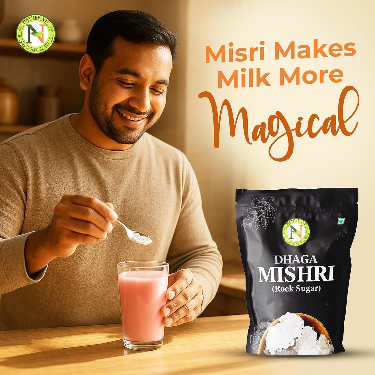 Nature Vit Dhaga Mishri, 900g | Rock Sugar | Pure Thread Crystal | Thread Mishri | Mishri Crystal