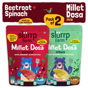 Slurrp Farm Baby Cereal, Ragi, Rice and Strawberry with Milk, Instant Healthy Wholesome Food, 200 g & Millet Dosa Instant Mix, Supergrains Spinach and Beetroot, Natural and Healthy Food, 150