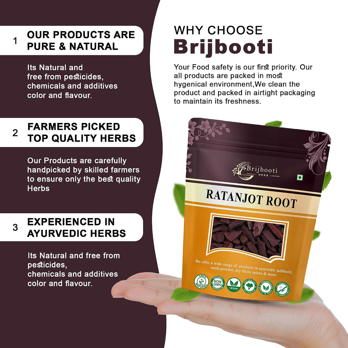 Brijbooti Ratanjot Root - (50g) | Ratanjot | Cooking | Alkanet Root | ratanjot | laljadi | damini balchad