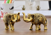 KridayKraft Metal Elephant Statue Small Size Gold Polish 2 pcs Set for Your Home,Office Table Decorative & Gift Article,Animal Showpiece Figurines...