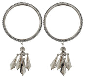 NMII Non-Precious Metal Base Metal with Leaf Shaped and Bracelet Bells Glossy Finished Latkan Kada Set For Women and Girls