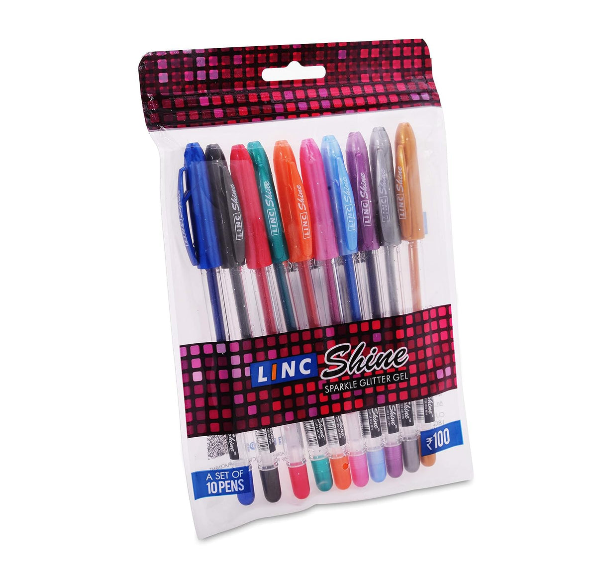 Linc Shine 1.0mm Sparkle Glitter Gel Pen | Set of 10 Ink Shades