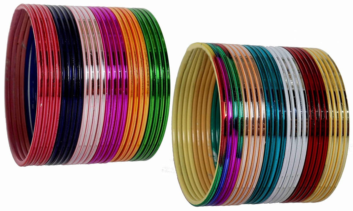 NMII Non Precious Metal Base Metal With Shiny Worked and Glossy Finished Bangle Set For Women and Girls