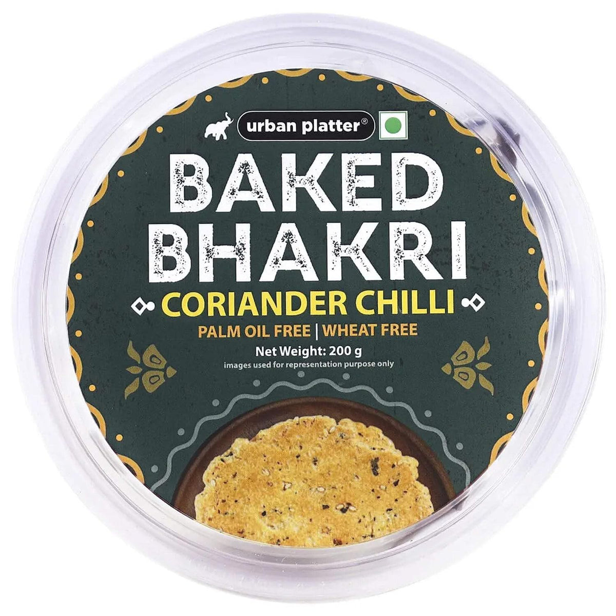 urban platter Baked Coriander Chilli Bhakri, 200gm (Wheat Free, Traditional Gujarati Snack)