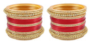 NMII Golden Traditional Acrylic Plastic Chuda Set For Bridal Women & Girls with Zircon Stone & Beads | Stylish Bridal Bangles For Wedding | Plastic Chura Set Punjabi Bnagles