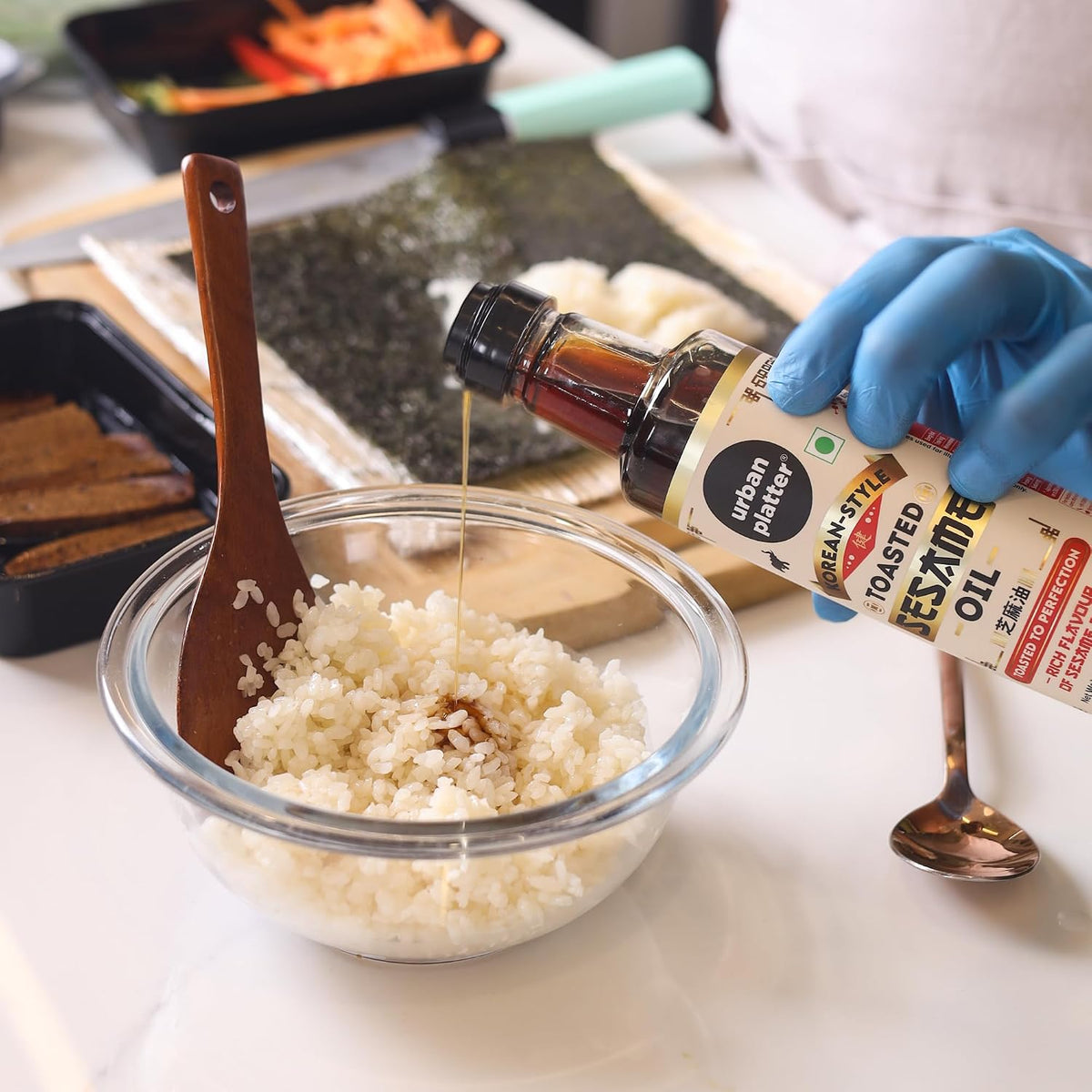 Urban Platter Korean-Style Toasted Sesame Oil, 250ml (Cold-Pressed | Rich Flavour | Known as Chamgireum | Perfect Finishing Oil for All Asian Dishes)