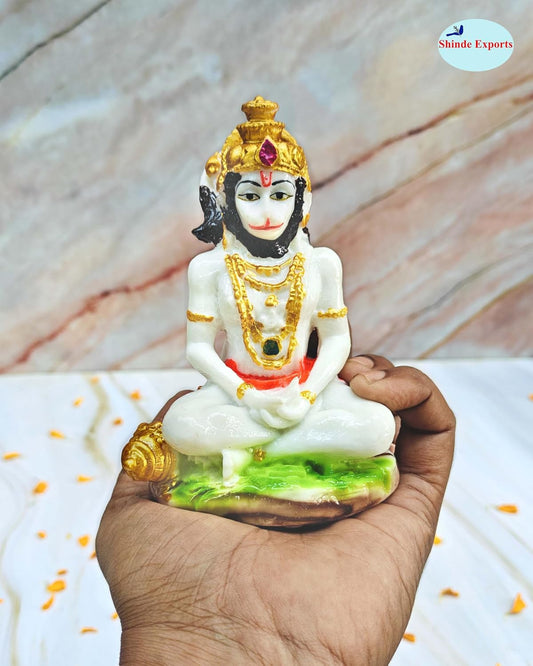 SHINDE EXPORTS Small Size Marble Hanuman Idol murti for car Dashboard Home puja (Multicolor)