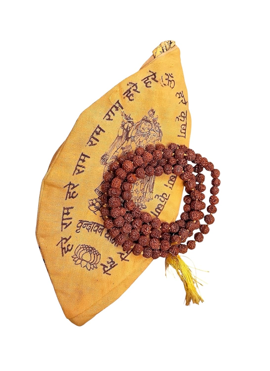 RudraDivine Natural 5 Mukhi Rudraksha Mala with Gomukhi Bag for Mantra Jaap & Wearing | Lab Certified 108+1 Beads Rudraksha Mala | Spiritual Meditation Prayer Mala for Men & Women