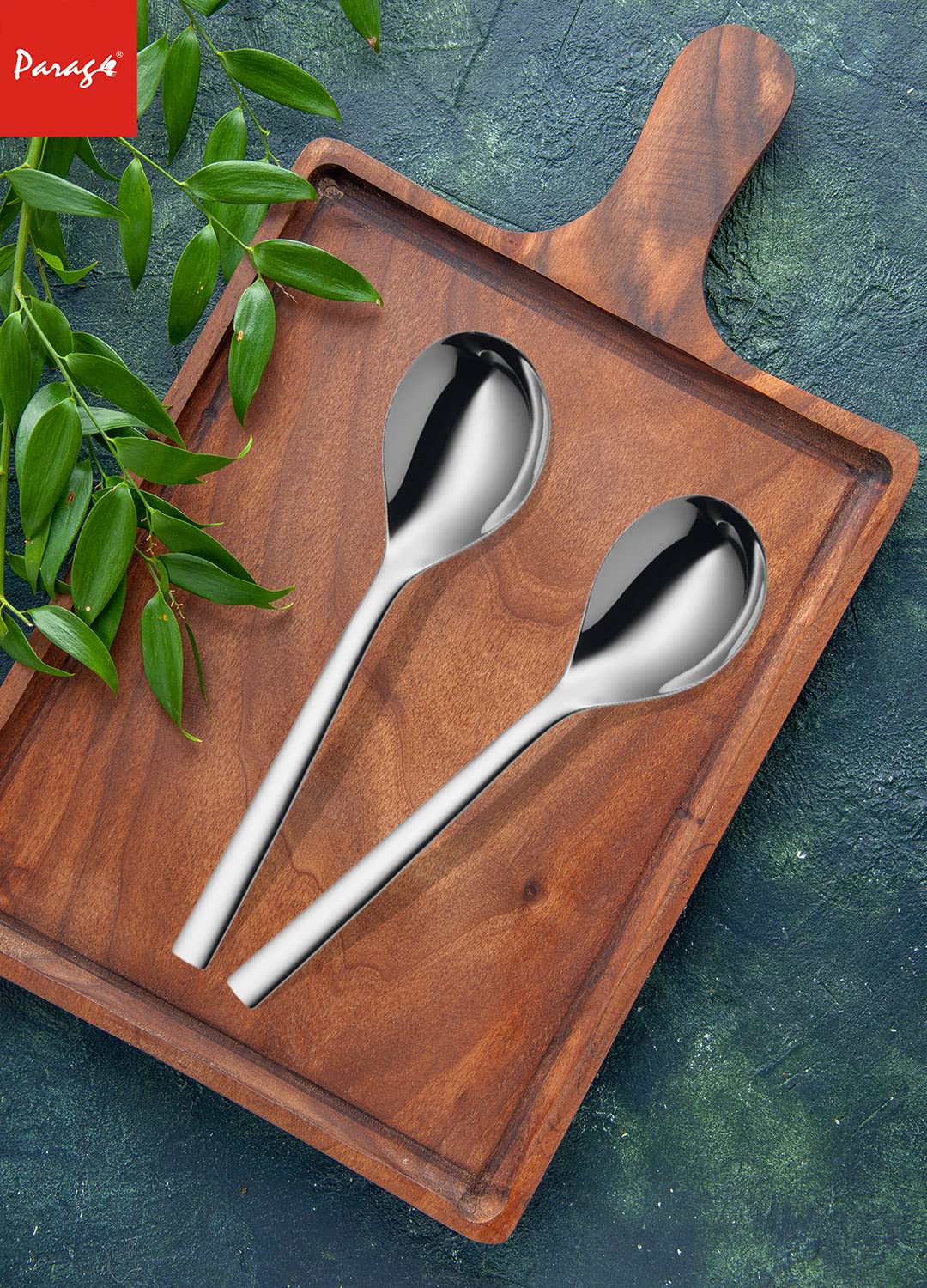 Parage 4 Pieces Stainless Steel Serving Spoon Set for Dining Table/Kitchen, Big Cooking Spoons Set, 21 cm Length Chamcha, Dining Tableware Set of 4, Silver