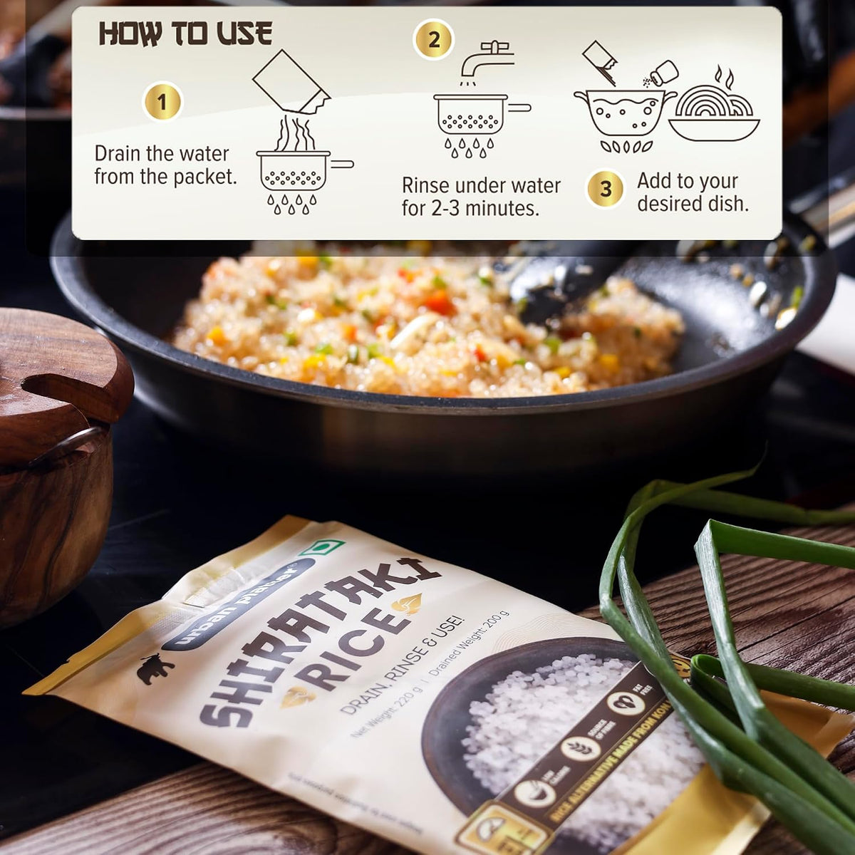 Urban Platter Shirataki Short-Grain Rice, 220 g (Ultra Low-Carb, Low-Calorie, Keto-Friendly, Fat-Free, Gluten-Free Alternative To Rice)