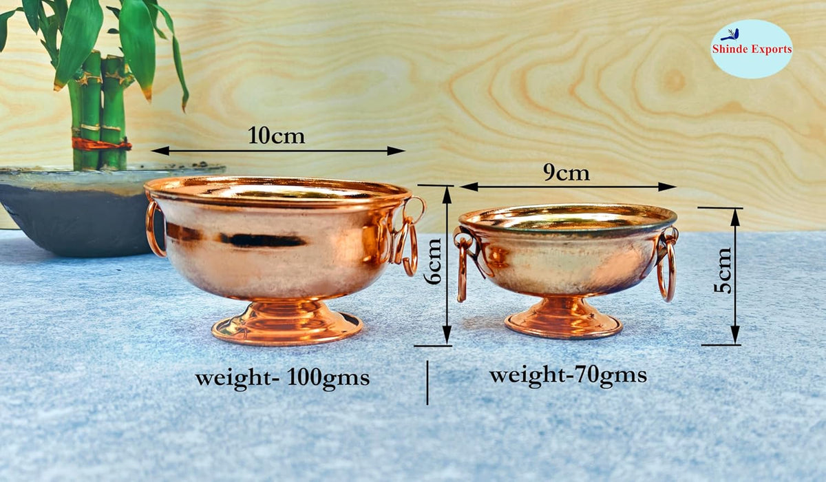 SHINDE EXPORTS Small Pure Copper puja Pot tamba Kalash Decorative panchamrutham Bowl for gangajal Water Vessel for Home Pooja (10cm 100gms)
