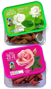 Parag Fragrances Natural Fragrance Dhoop Cones for Home Fragrance and Worship (Rose & Mogra Cones)