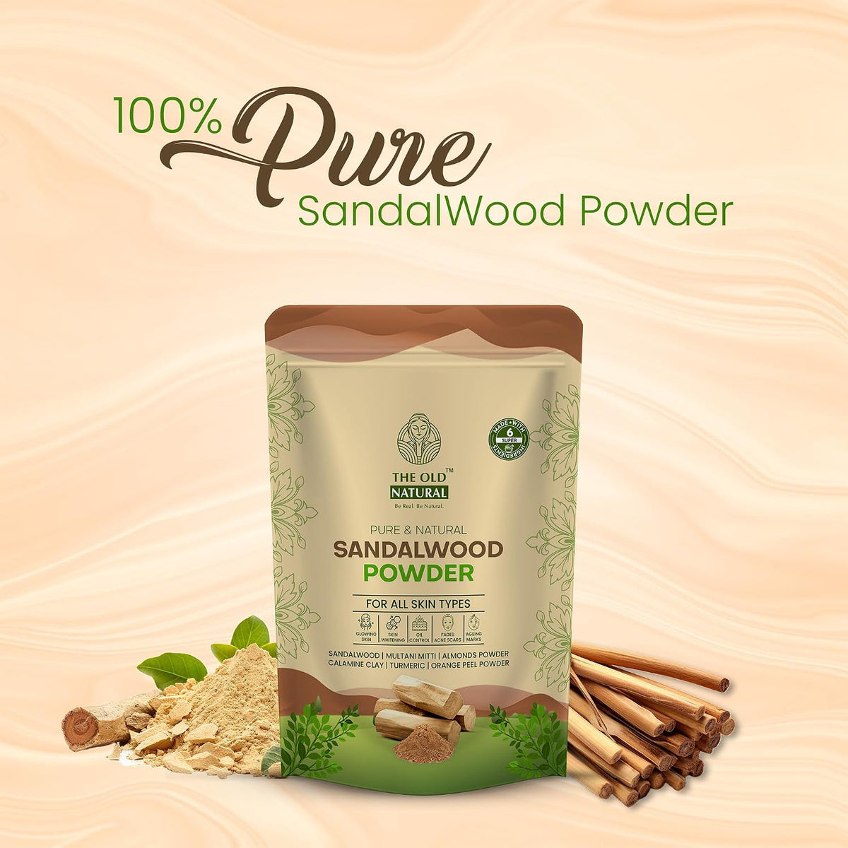 The Old Natural Sandalwood Powder & Multani Mitti Combo (200g Each), 100% Pure & Natural Chandan + Fuller’s Earth, Face Pack for Glowing Skin, Oil Control, Acne Care, Deep Cleansing, Skin & Hair Care