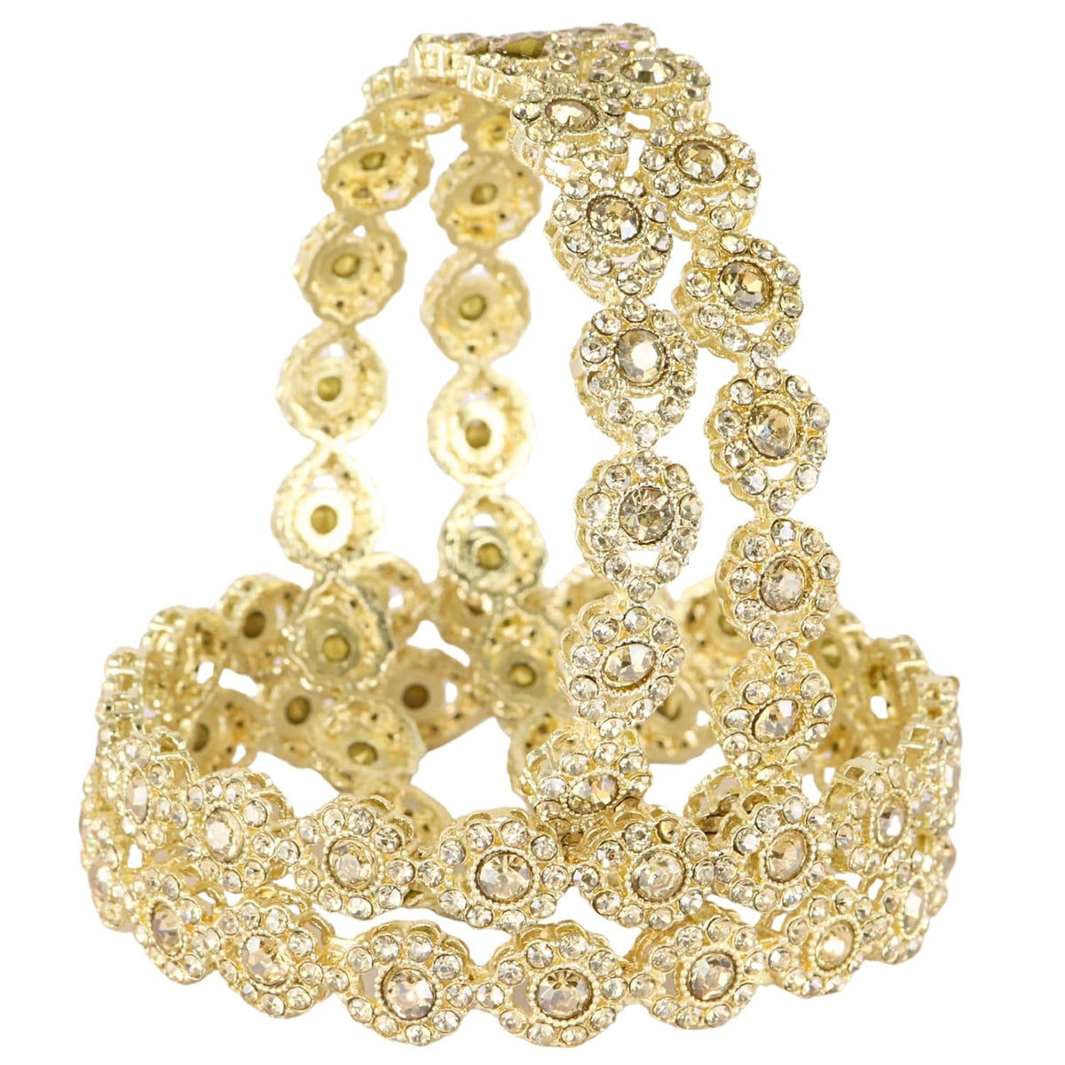 NMII Gold Plated Metal with Zircon Stone Bangles Pacheli Style Trendy Kada Set For Girls & Women | Traditional Rajwadi Bangles | Women's Bangles Bracelet | Kada For Women- Set of 2