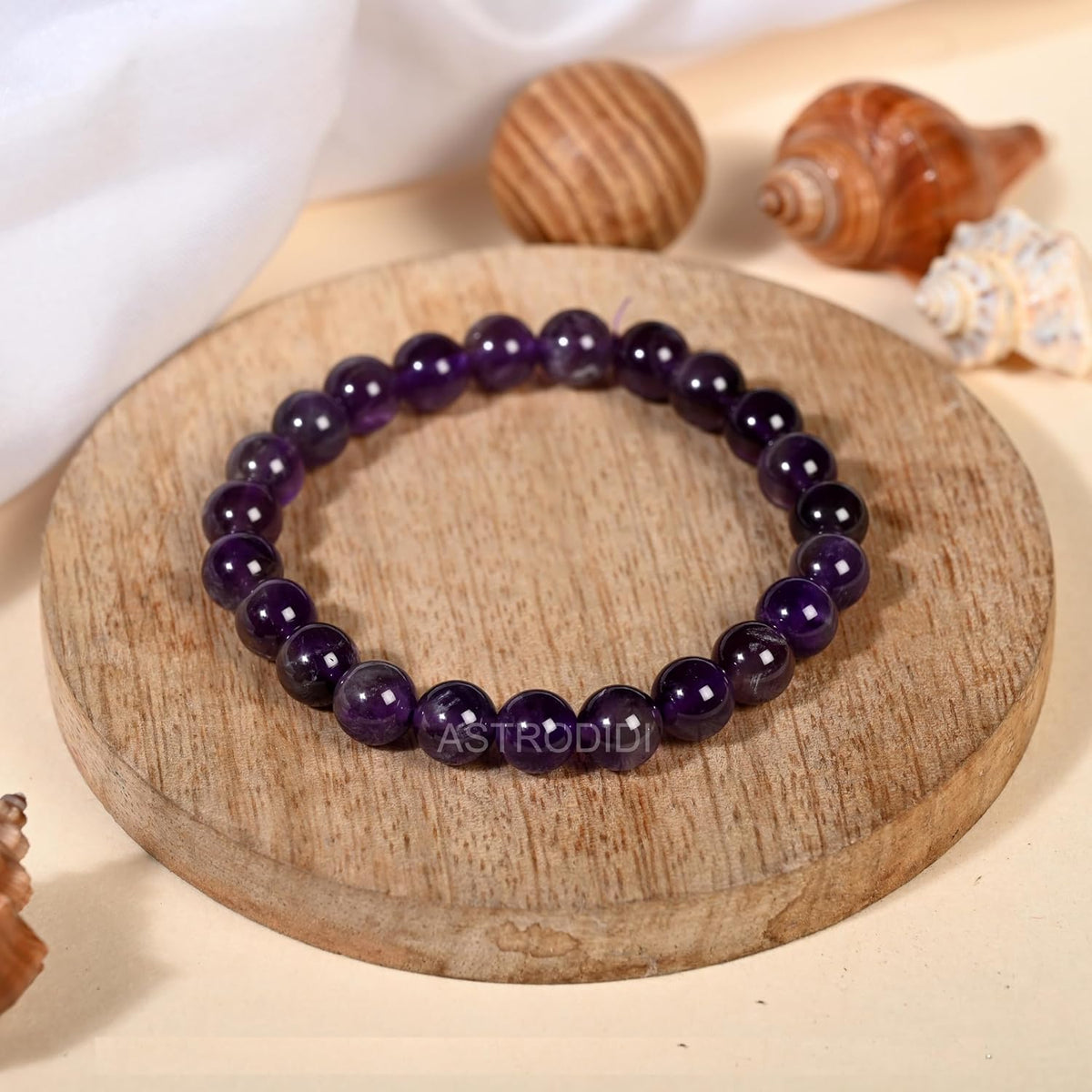 Astrodidi Natural Certified Amethyst Stone Bracelet for help in Promoting Calmness, Relieving Stress and Enhancing Spiritual Awareness | Reiki Feng-Shui Healing Crystal Gemstone Bracelet for Men and Women
