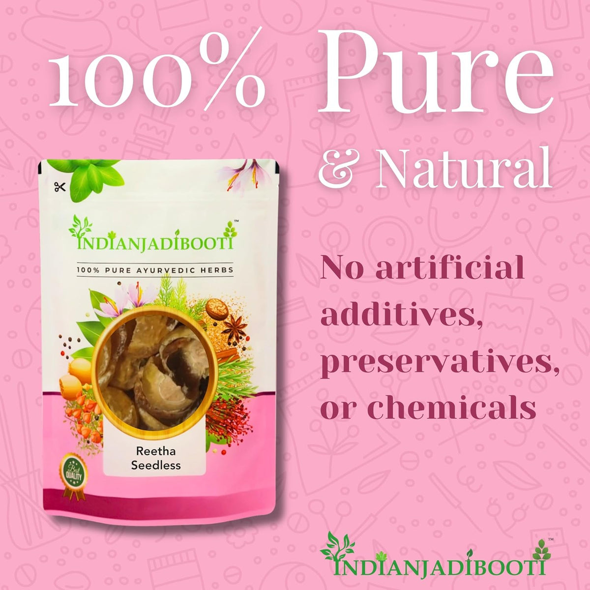 IndianJadiBooti Reetha Seedless | Soap Nut | Soapberry | Wash Nut | Acacia Concinna | Aritha (100 Grams)