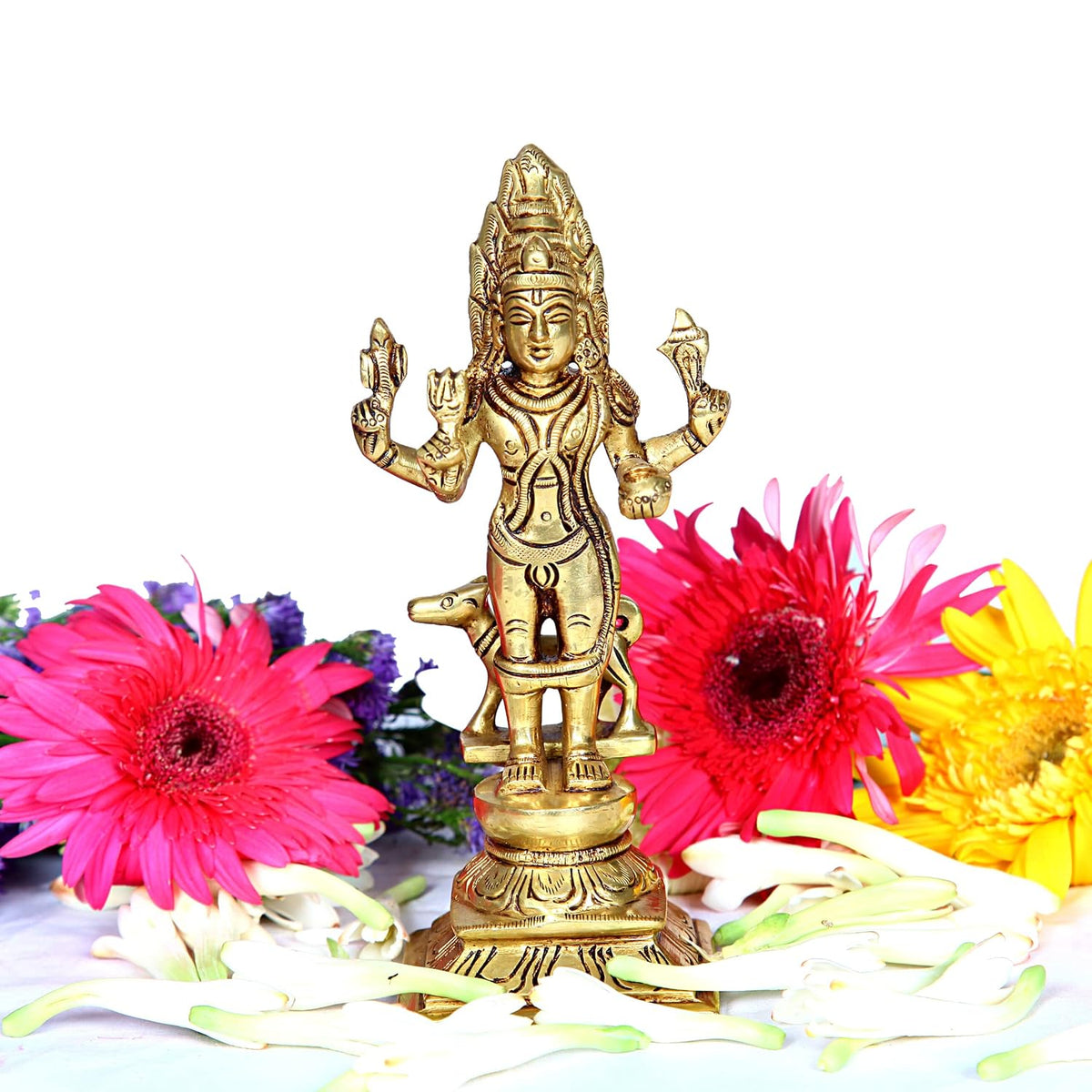 Aalayam Selveer Kaal Bhairav Idol | Kala Bairava Idol | Kalabhairava Idol Brass | Kala Bairavar Statue Brass 16 CM Height, Gold Colour 1 No