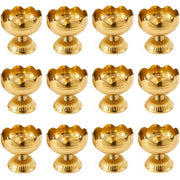 DSH Brass Diya Pure Brass Traditional Oil Puja Lamp for Temple, Mandir, Festival Decoration, Home Decor & Diwali Gift (Flower Bloom, Set of 12)