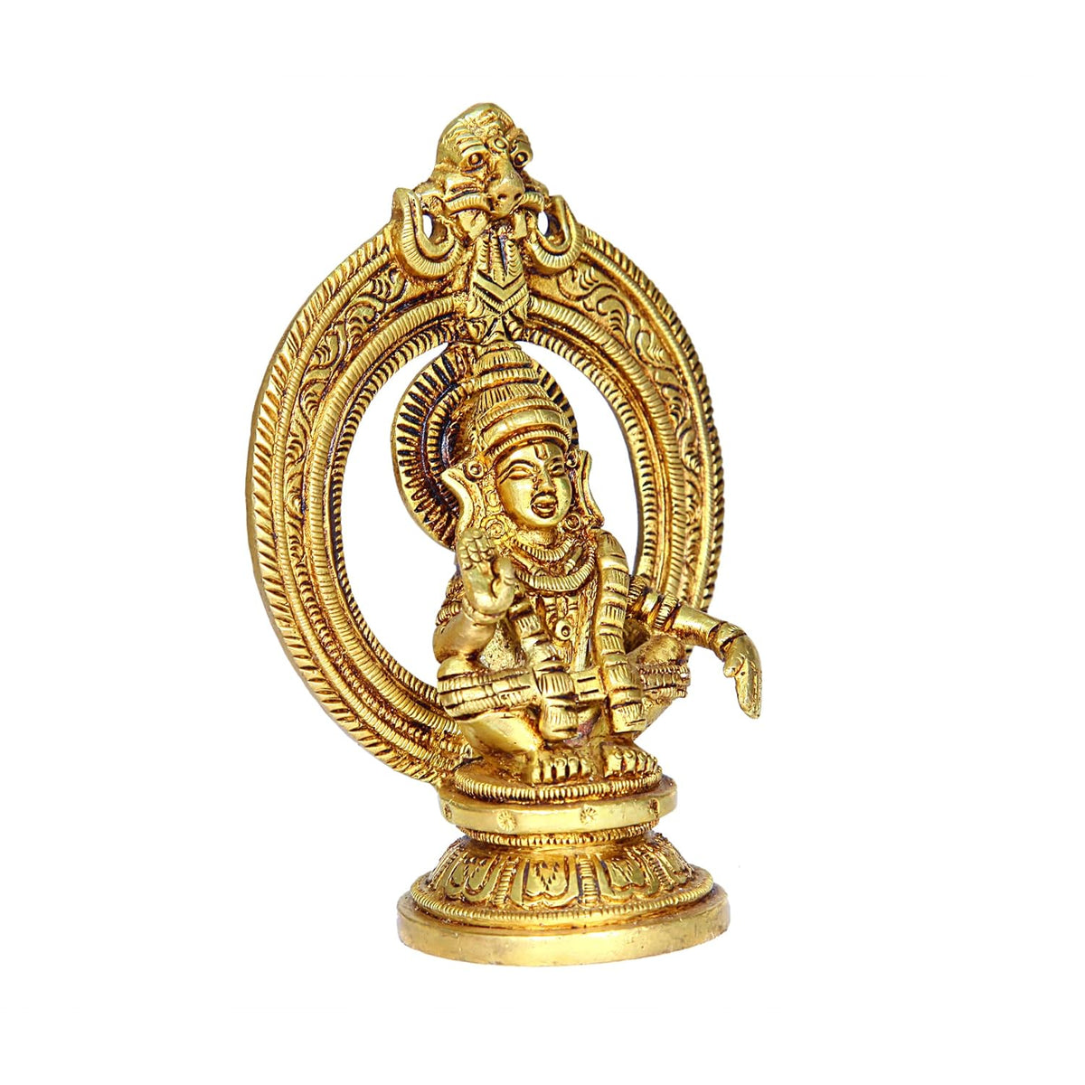 Aalayam Selveer Lord Ayyappa Idol with Thiruvachi | Ayyappa God Idol with Thiruvachi| Ayyappa Swamy Idol | Ayyappa Idol Brass 12.5 CM Height, Gold Colour 1 No