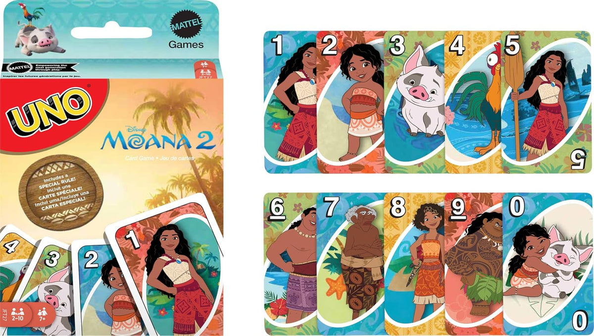 Mattel Games UNO Moana 2 Card Game, Ages 7+, 2-10 Players