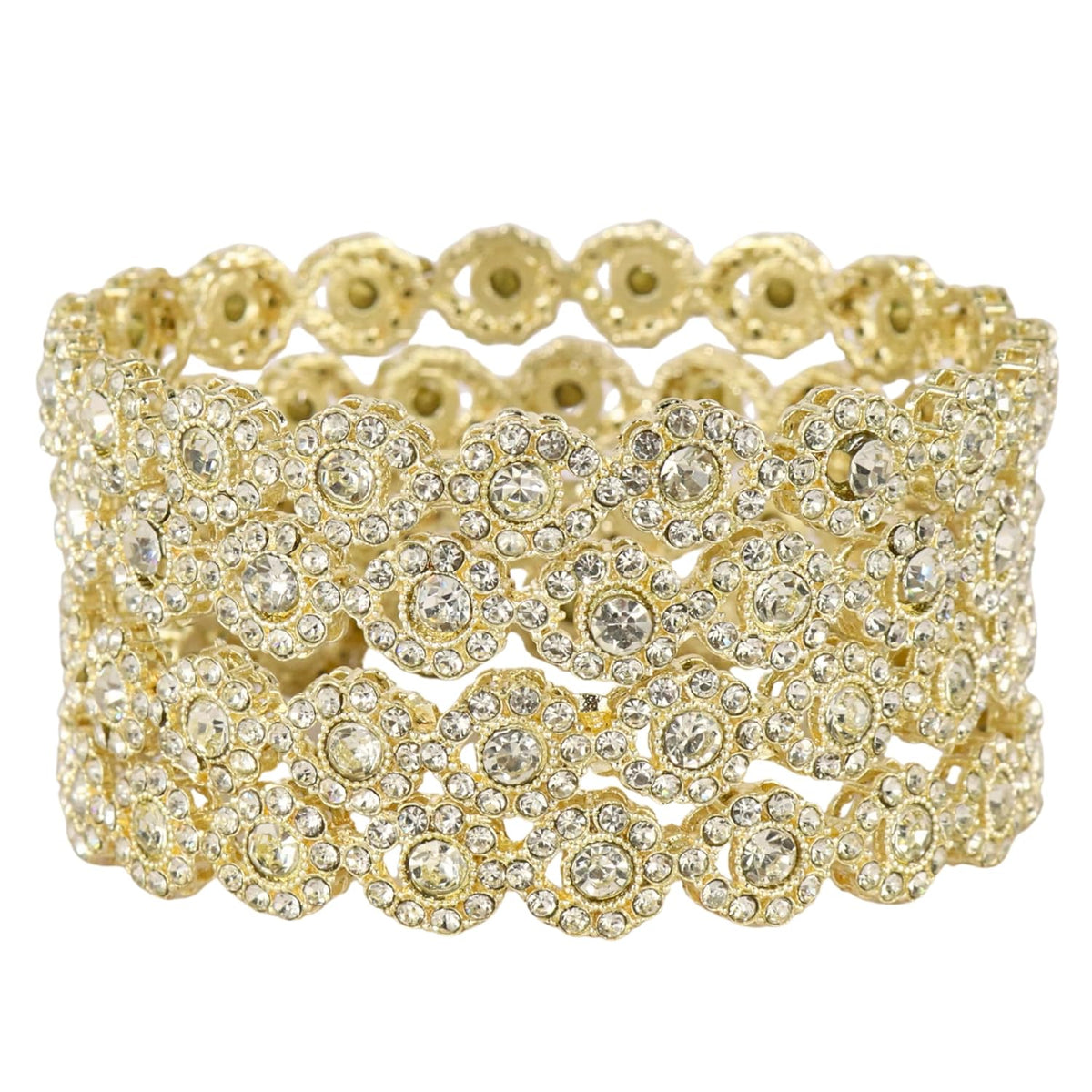 NMII Gold Plated Metal with Zircon Stone Bangles Pacheli Style Trendy Kada Set For Girls & Women | Traditional Rajwadi Bangles | Women's Bangles Bracelet | Kada For Women- Set of 2