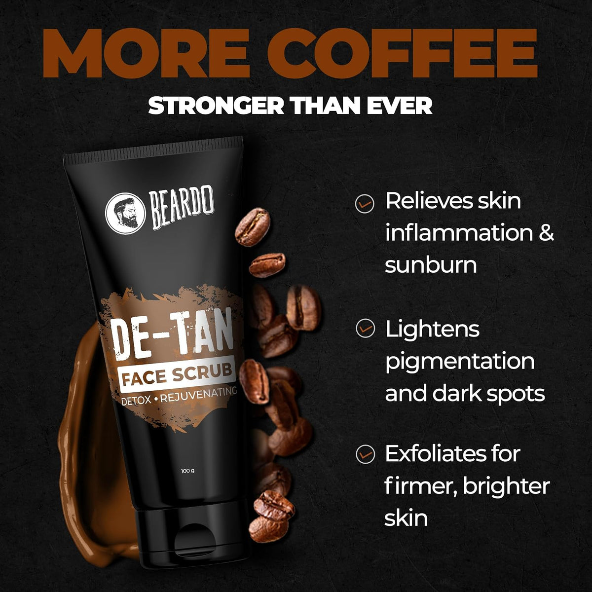 Beardo De-tan Har Roz Kit For Men (Set of 3) | Detan Face Wash & Detan Scrub & Detan Body Wash with Powerful Coffee Extract for Tan Removal | Hydrates & Exfoliates Men's Skin for Oil Control