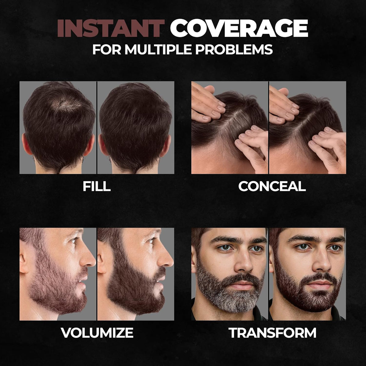 Beardo Blackout Hair Powder 4g - Brown | Root Touch Up for Grey Hair | Instantly Covers Grey Roots, Beard Patches & Bald Spots | Thick Brown Fiber Hairline Powder | Highly Pigmented, Long-Lasting & Matte Finish | Root Cover-up