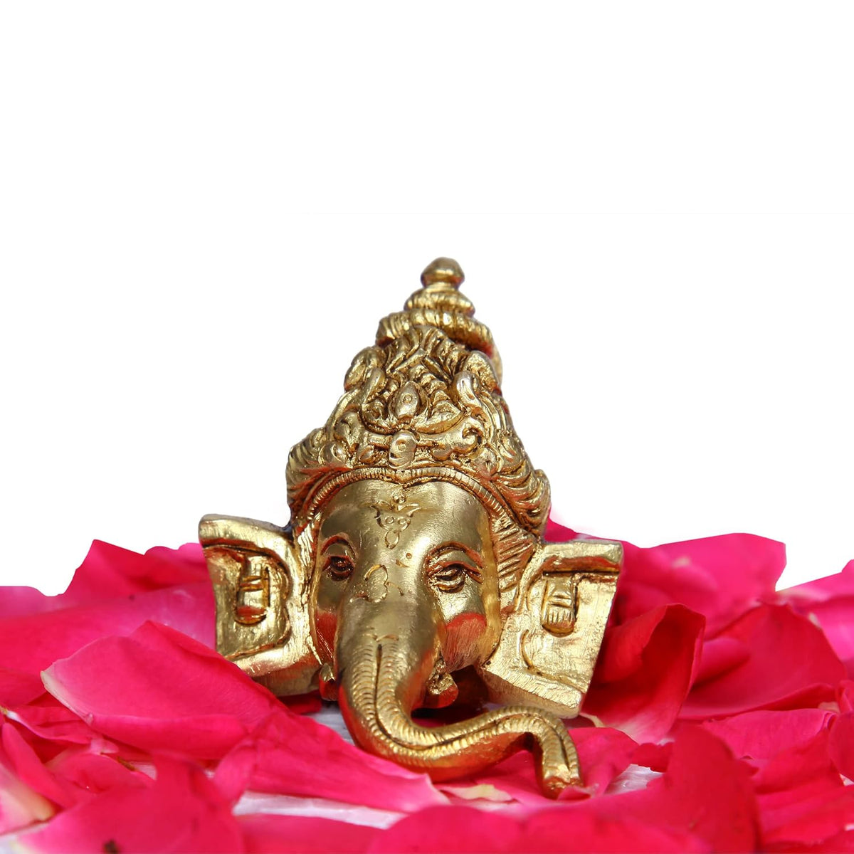 Aalayam Selveer Brass Wall Hanging Ganesha Face | Brass Ganesha Idol Wall Hanging 7 CM Height 170g Brass Gold Colour 1 No