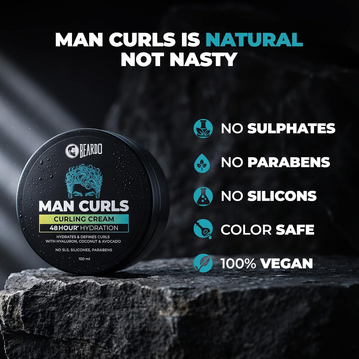 Beardo Man Curls Curling Cream for Men | Super-Defining & Hydrating | Long-lasting Frizz Control | Infused with Hyaluron, Avocado & Coconut | Non-Sticky | Retains hair-moisture | 100g