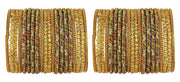 NMII Glass with Beads studded silk thread and Ball Chain Linked Bangle set for Women/Girls, (Multi_2.8 Inches), Pack Of 40 Bangles