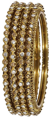 NMII Non Precious Metal with Round Shape and Zircon Gemstone Studded Glossy Finished Kada Set For Women and Girls