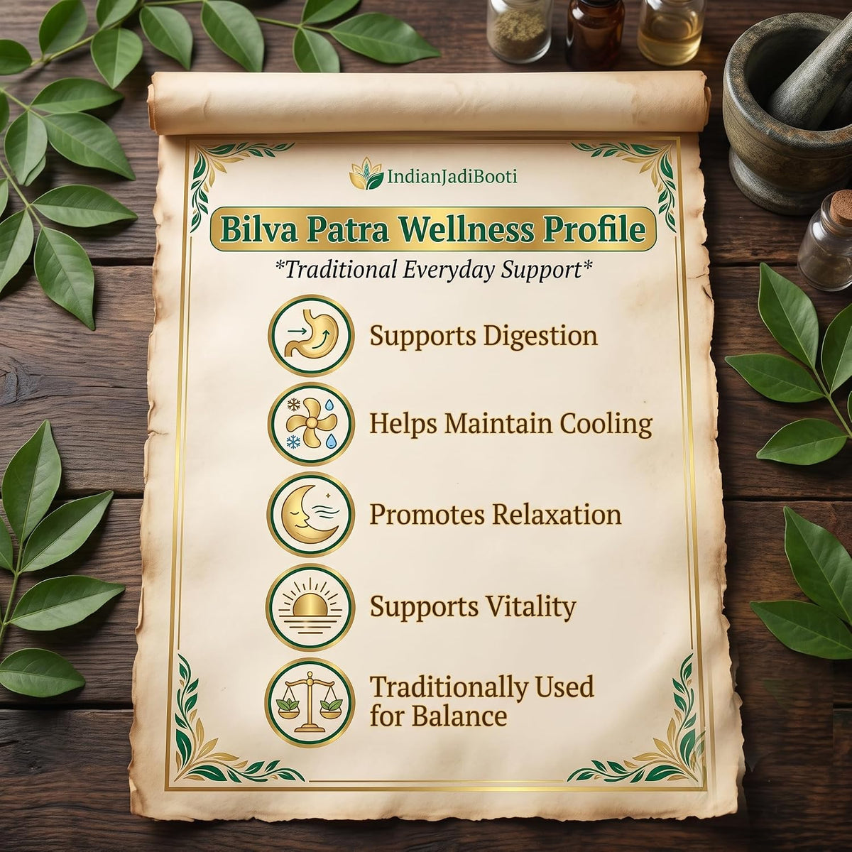 IndianJadiBooti Pure Dried Bael Leaves (Bilva Patra) | Aegle Marmelos | Traditional Ayurvedic Botanical for Digestive Harmony, Internal Cooling & Ritual Wellness| 900 Grams Pack | Pack Of 2